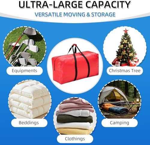 Extra Large travel duffel bag with Strong Handles, 180L Waterproof duffel bag, Durable Zippers, Extra Large Storage Totes for Space Saving and Moving Supplies, Red - Image 5