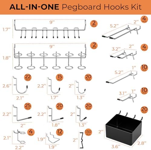INCLY 320PCS Pegboard Accessories Organizer Kit with Peg Borad Hooks & Bins - Image 4