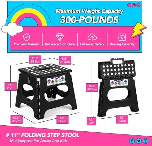 Delxo Folding Step Stool 11 inch 2 Pack,300 Lbs Step Stool for Kids&Adults - Image 3