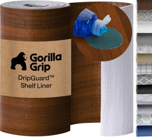 GORILLA GRIP Shelf Liner, Kitchen Drawer Protector, 12x240 Wood by GorillaGrip