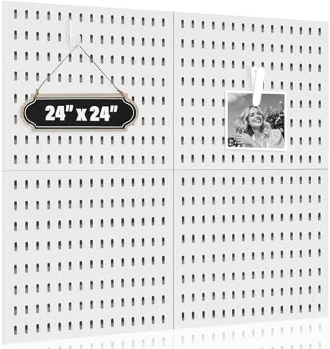 AKTOP Modular Plastic Peg Board Wall Organizer, 4 Pack, 12"x12", White by Buynow