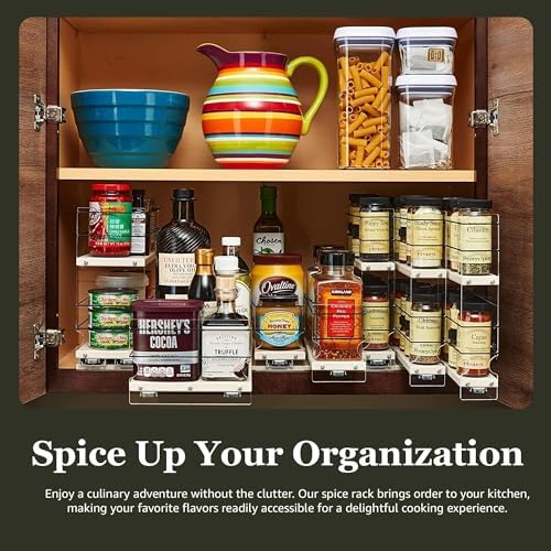 Vertical Spice Cabinet Mounted Spice Rack Organizer - 3 Drawers,30 Reg or 60 Half Sized Spice Jars - Pantry Organizers & Storage -Pullout Shelf for Kitchen Cupboard (6.9''W x 10.75''H x 10.6"D, Cream) - Image 2