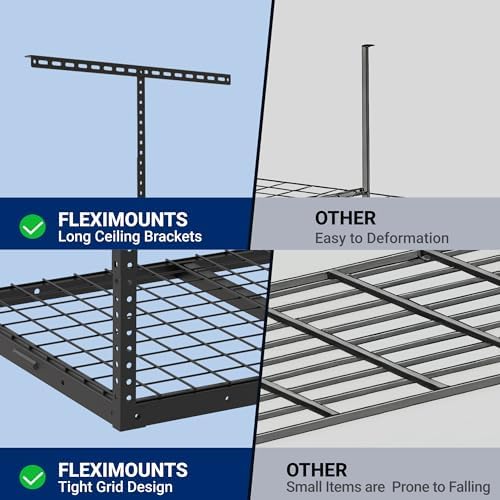 FLEXIMOUNTS 2x3ft Overhead Garage Storage Rack, Black - Image 3