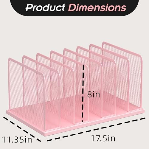 Kuntine.B 7-Section Upright Desk File Organizer Pink 1 Pack - Image 2