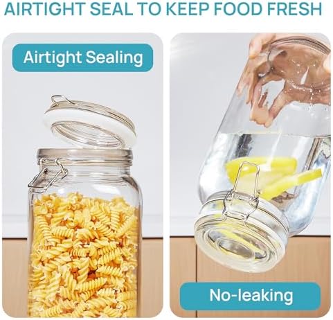 Vtopmart 78oz Glass Food Storage Jars with Airtight Clamp Lids, 3 Pack - Image 3