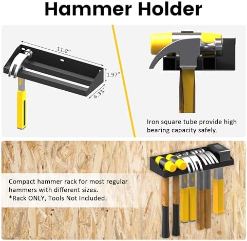 UNITEDPOWER Wall Mount Hand Tool Storage Set, Screwdriver Organizer, Pliers Holder, Hammer Rack, Metal Hardware Tray for Garage Workshop Workbench - 4 Pack - Image 4