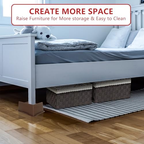4 Pack Bed Risers 2 inch Heavy Duty Dark Brown, Furniture Risers - Image 5