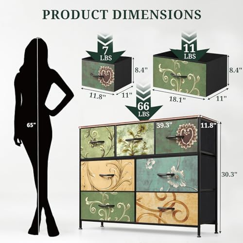 7-Drawer Dresser for Bedroom, Anti-Tip Wide Storage Organizer Fabric - Image 3