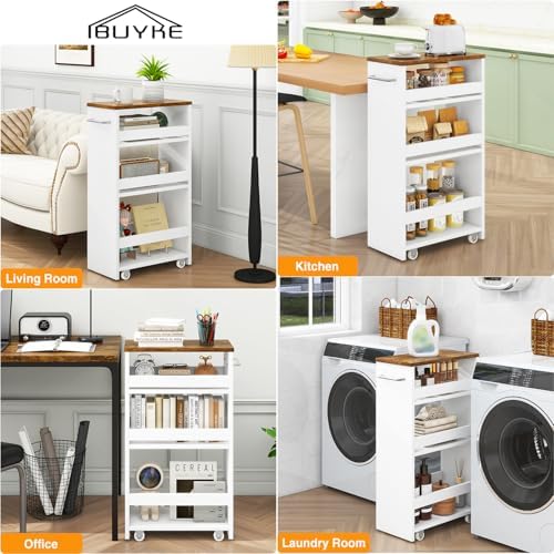 IBUYKE Slim Storage Cart Skinny Rolling Cart Utility Trolley UWST005W-L - Image 7