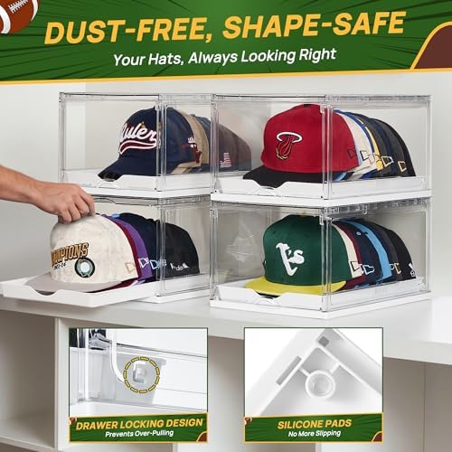 Vtopmart 8 Pack Stackable Baseball Caps Organizer, Each Holds 12 hats - Image 5
