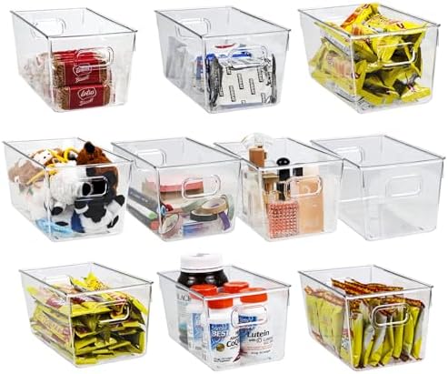 ZEXALOR 10 PACK Clear Storage Bins Clear Storage Containers for Kitchen Pantry Organization, Organizing Bins with Built in Handles, Cabinet Organizers - Image 3