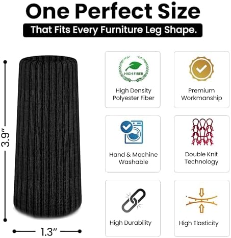 Chair Leg Socks 16/24/32 Pcs Black Furniture Leg Covers Floor - Image 3