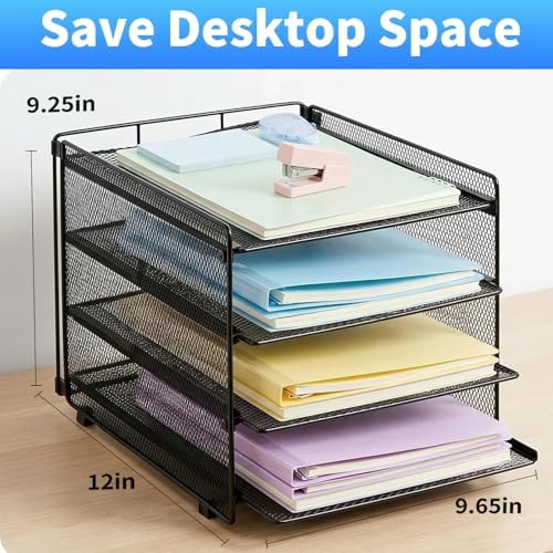 OPNICE Desk Organizer, 4-Tier Paper Organizer Letter Tray, Black - Image 2