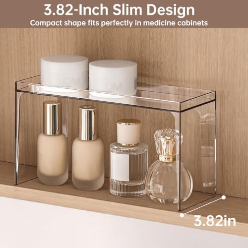 PAVSTINE 2 Pack Clear Medicine Cabinet Shelf Organizer (High) - Image 3
