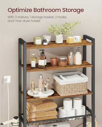 VASAGLE 4-Tier Over the Toilet Storage, Adjustable Shelves, Basket, 68.1''H - Image 4