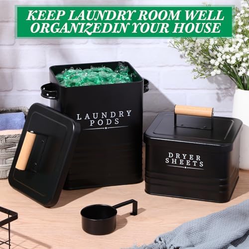 2 Pcs Farmhouse Metal Laundry Detergent Pod Container, Dryer Sheet Holder - Image 6