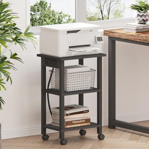 TUTOTAK Printer Stand, 3 Tier Rolling Printer Cart with Charging Station - Image 5