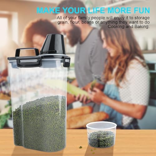 Uppetly Rice Airtight Dry Food Storage Containers, BPA Free Plastic Storage Bin Dispenser with Pourable Spout, Measuring cup for Cereal, Flour and Baking Supplies, Include a Stainless Steel Whisk - Image 5