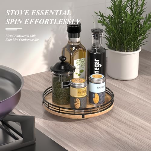 AMH 9-Inch Farmhouse Oak Lazy Susan Cabinet Organizer - Image 2