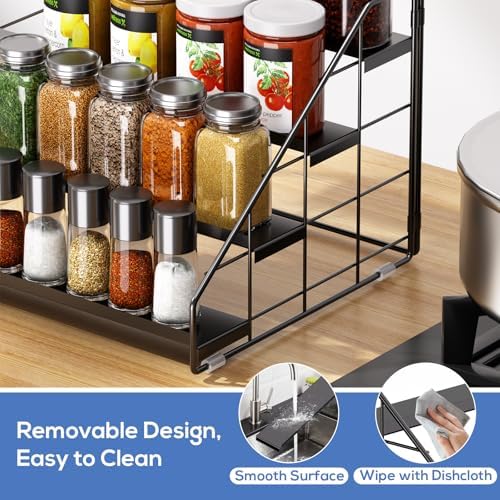 Spice Rack Organizer for Cabinet, 4 Tiered Spice Rack Organizer, Tiered Adjustable Spice Shelf for Kitchen Countertop Organization, Bright Black - Image 5