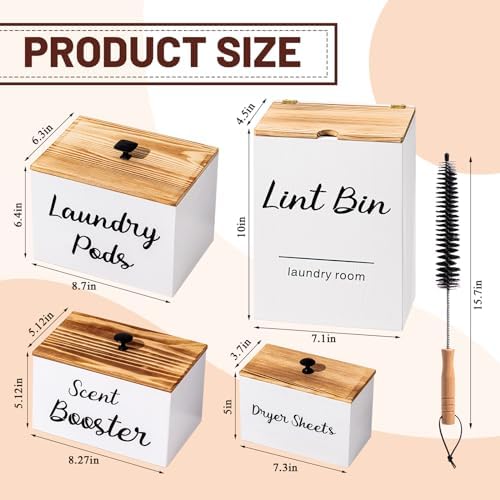 Dandat 4 Pcs Magnetic Laundry Room Organization Set, White - Image 2