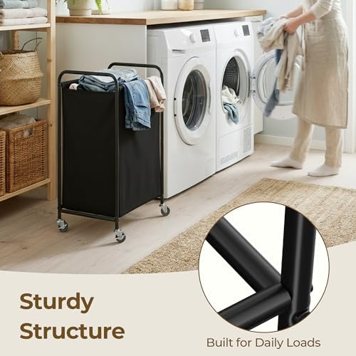 GRANNY SAYS 2 Section Laundry Sorter, 130L Large Hamper Basket with Wheels - Image 6