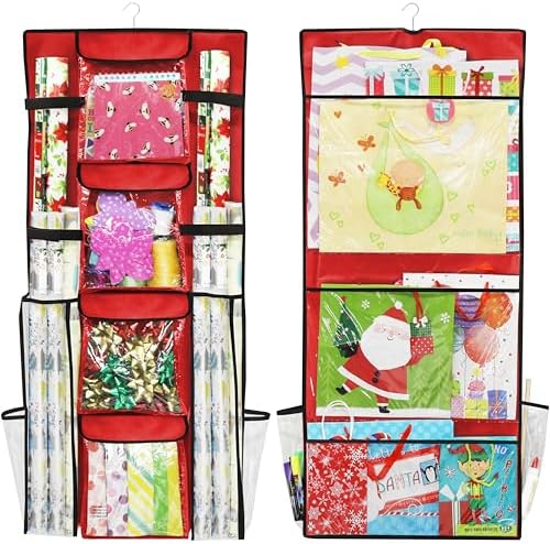 Simple Houseware Double-Sided Hanging Gift Wrap Organizer, Red (Set of 1) by SimpleHouseware