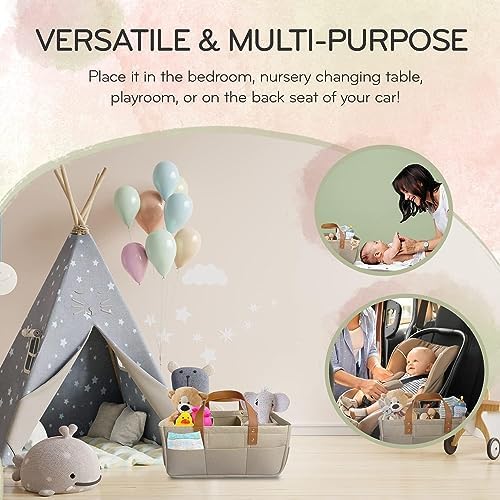 KiddyCare Diaper Caddy Organizer Cart for Nursery Baby Basket Gift for Boy/Girl | Diaper Caddy for Changing Table Basket Organizer with Dividers | Caddy for Baby Stuff Breast Pump Caddy - Regular - Image 4