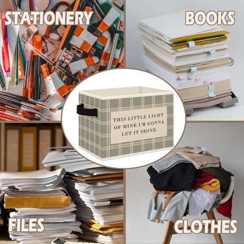 Kids Nursery Foldable Storage Bins Box with Handles, This Little Light of Mine I'm Gonna Let It Shine Collapsible Toys Books Clothes Organizer Basket for Kids Nursery Room Bedroom Bathroom - Image 6