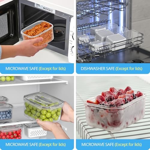 damynuo 10 Pack Fruit Storage Containers for Fridge with Removable Colander - Image 5