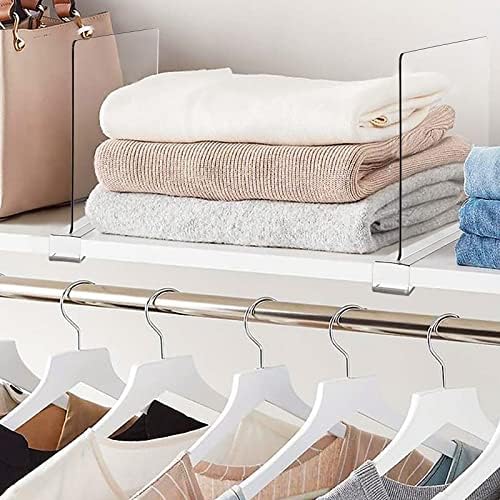 BAUMFEUER 10 Pack Clear Acrylic Shelf Dividers for Closet Shelf Organizer of Bedroom Kitchen Office Bathroom Organizer for Clothes Books Hats and Handbags - Image 7