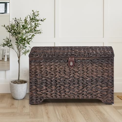 178L Handwoven Wicker Storage Basket with Lid, Large Storage Trunk - Image 6