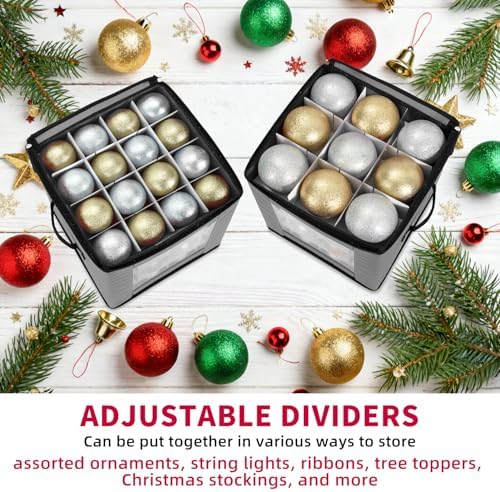 DIMESHY Christmas Ornament Storage Box Holds 64 Holiday Decorations,GRAY - Image 5