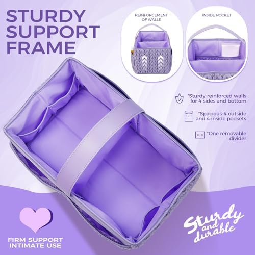 Luxurious Baby Diaper Caddy, Nursery Storage Basket for Newborn Boy and Girl, Travel Baby Basket for Diapers Baby Wipes, Organizer Tote Bag Storage Bin, Baby Shower Gifts (purple) - Image 2