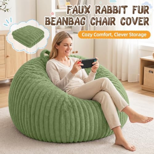 Bean Bag Cover No Filler Stuffed Animal Storage Bean Bag Chair Cover - Image 3