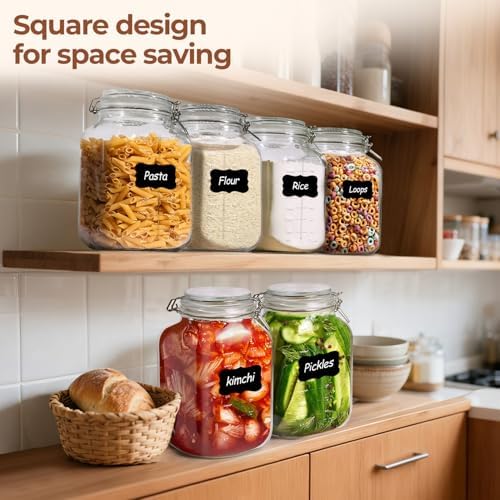 ComSaf Large Glass Jars with Airtight Lid 1.1 Gallon 2 Pack Wide Mouth - Image 6