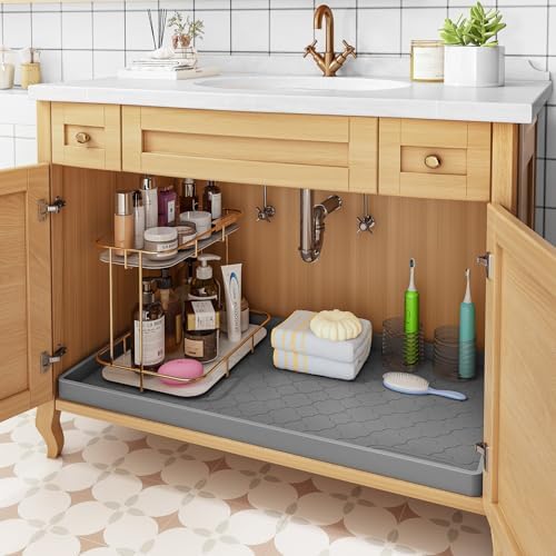 Jin&Bao Under Sink Mat 31" x 22" Waterproof Silicone Cabinet Kitchen Liner - Image 5