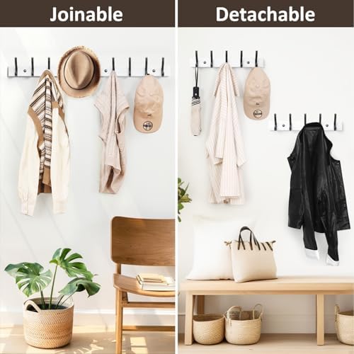 Optish Coat Rack Wall Mount, 16.5 Inches Wood Coat Hooks Wall Mount, Wall Coat Rack with 5 Hooks, Hat Rack Wall Hooks for Hanging Coat, Bag, Towel (1Pack, White) - Image 6