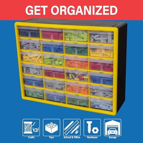 Akro-Mils 24-Drawer Plastic Storage Cabinet, 20"W x 6"D x 16"H, Black - Image 4