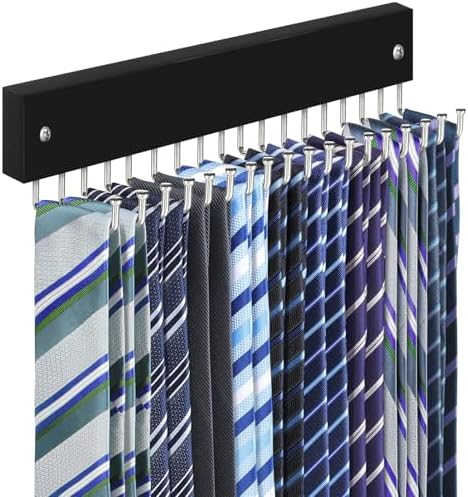 Tie Rack Belt Hanger Wall Mounted Tie Organizer Black 1 Pack by Lomrsiul