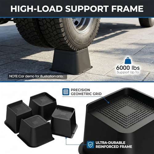 Bed Risers 2 inch, 3 inch, 4 inch, 6 inch or 8 inch Heavy Duty Furniture Risers, Up to 6000 Lbs L Shaped Design Bed Lifts Blocks for Couch Desk Sofa Table (Black, 3 Inch 4 Pack) - Image 5