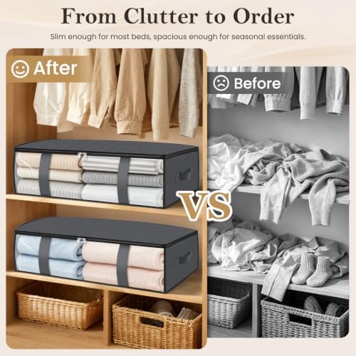 Storage Bags, 40L Clothes Storage Containers, Foldable Storage Bins, Gray - Image 4