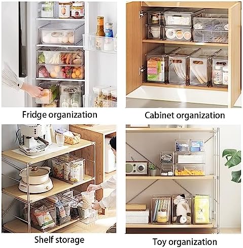 9 Pack Stackable Refrigerator Organizer Bins Pull-Out Drawers for Fruit and Veggies Storage Organizer for Fridge Clear Drawer Containers with Handle Divided Organization for Produce Saver - Image 6
