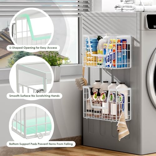 2 Set Magnetic Fridge Shelf, White Magnetic Fruit Basket for Fridge - Image 4
