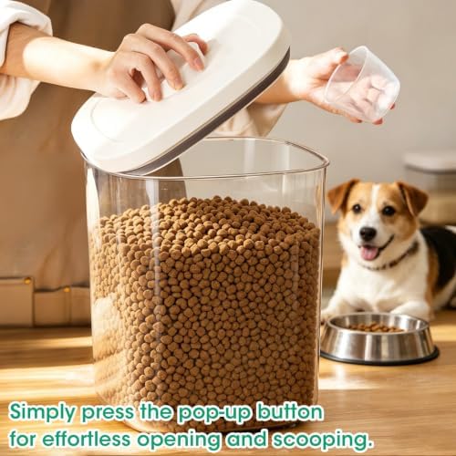 TBMax Dog Cat Food Storage Container 5 Lbs, Stackable Pet Food Dog Treat Container with Pop Up Lids, Airtight Food Storage Bin for Kitchen Organization - Image 6