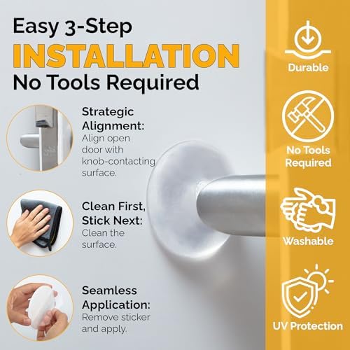 Door Stoppers Wall Protector 2", Reusable & Self Adhesive - 8 Pack Clear - Image 3