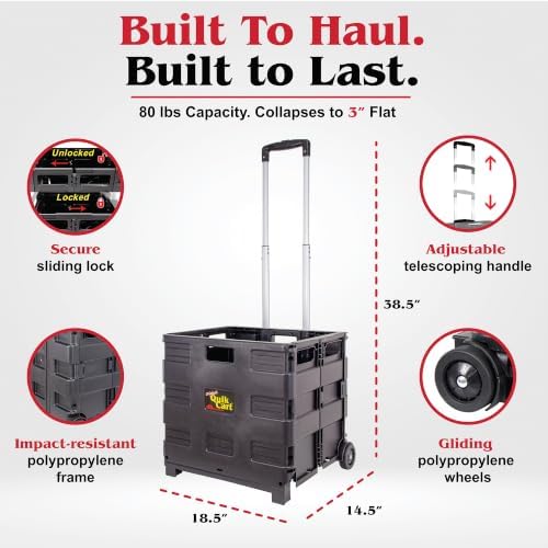 dbest Products Quik Cart Without Lid Collapsible Rolling Crate - Black - Image 2