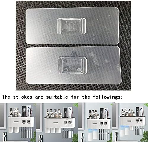 Double Automatic Toothpaste Dispensers Toothbrush Holder Kit Wall Mounted for Bathroom and Vanity, with 6 Brush Slots 2/3 Magnetic Cups (Stickers for 2&3 Cups) - Image 2