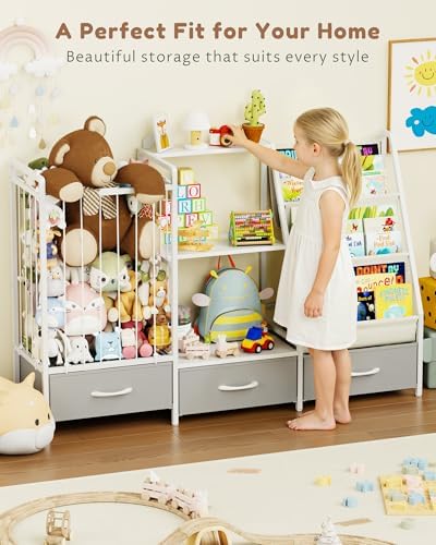 Kids Bookshelf and Toy Storage Organizer - 3-Tier Sling Bookcase, 47.2" W - Image 7