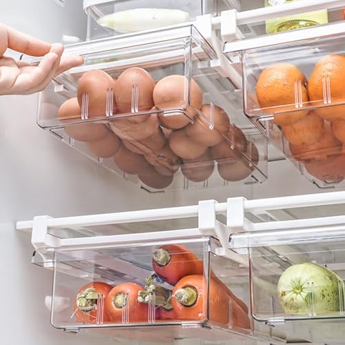 Fridge Drawer Organizer, Pull Out Shelf Storage Transparent Organizer, Large Capacity Transparent Fridge Storage Container Holder, for Egg, Fruit, Vegetable, Seafood, Meat(30.5x20x9.5cm) - Image 4
